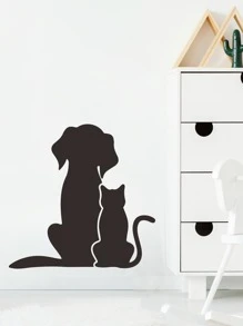 1入組PVC牆貼卡通狗圖案牆貼花適用於家居裝飾 - 黑色 - 查看 2