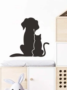 1入組PVC牆貼卡通狗圖案牆貼花適用於家居裝飾 - 黑色 - 查看 3