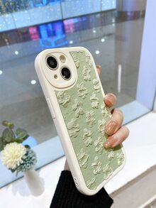 3d Lace Flower Decor Phone Case - Green - View 2