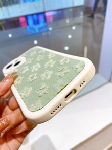 3d Lace Flower Decor Phone Case - Green - View 5