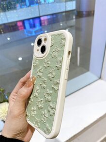 3d Lace Flower Decor Phone Case - Green - View 6