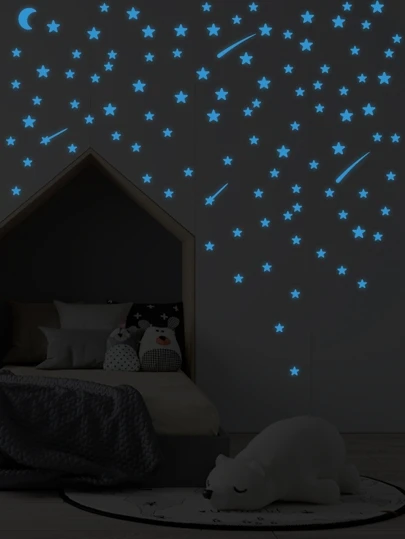 2pcs/Set PVC Wall Sticker, Modern Dot Pattern Glow In The Dark Wall Decal For Home Decor, Stickers, Wall Decal, Vinyl Decal For Home Decorations, Spring Decoration Items Refresh Your Home, Festival Decoration Stickers Gifts Birthday Graduation