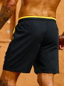 Surfspeed Men Letter Graphic Drawstring Waist Swim Trunks