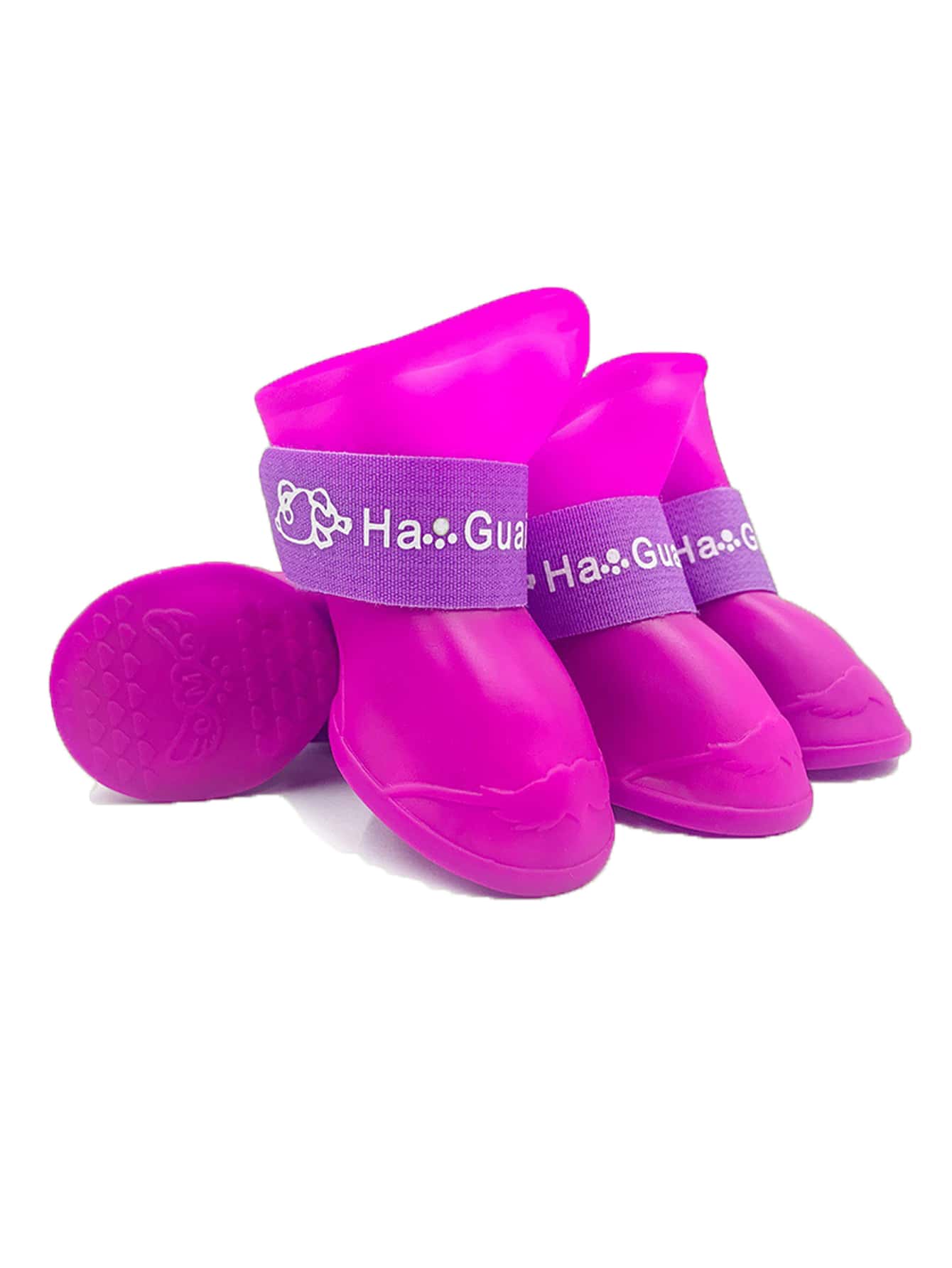 4入組防滑字母圖案寵物鞋子適用於貓和狗狗適用於下雨天