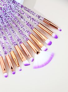 Juego de 10 brochas de maquillaje profesionales con mango de cristal sintético, incluye brochas para base, polvos, rubor, corrector, contorno y sombras de ojos. Juego de brochas de maquillaje, kit de brochas, set de maquillaje completo, regalo de maquillaje. - Morado - Ver 5