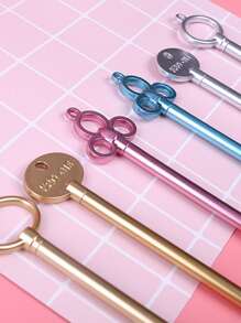 6支鑰匙設計中性筆，用於書寫的複古鑰匙形中性筆 - 黑色 - 查看 2