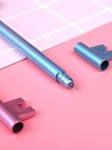 6支鑰匙設計中性筆，用於書寫的複古鑰匙形中性筆 - 黑色 - 查看 3