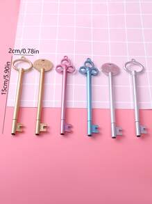 6支鑰匙設計中性筆，用於書寫的複古鑰匙形中性筆 - 黑色 - 查看 8