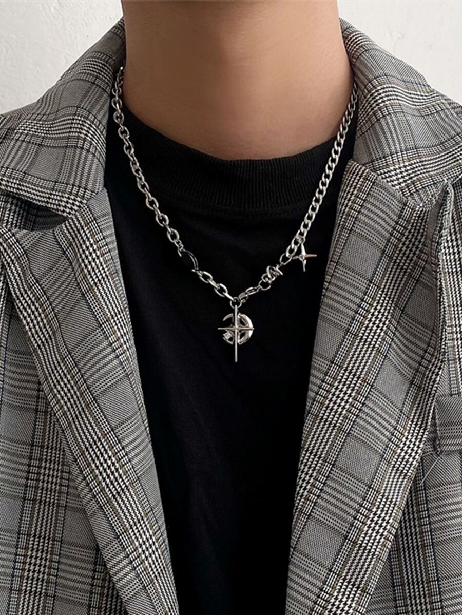 Colier cu pandantiv cu stea pentru bărbați - Argint - Vizualizare 1