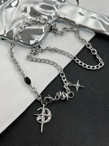 Colier cu pandantiv cu stea pentru bărbați - Argint - Vizualizare 2