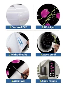 1pc PVC Door Sticker, Creative Flower Pattern Waterproof Door Decoration Self-adhesive Sticker For Bathroom - Multicolor - View 5