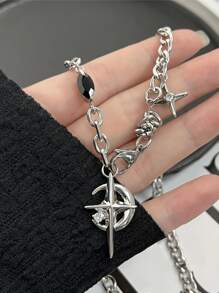 Colier cu pandantiv cu stea pentru bărbați - Argint - Vizualizare 7