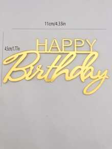 3入組/套PMMA蛋糕裝飾現代字母設計生日派對蛋糕裝飾 - 金色 - 查看 2