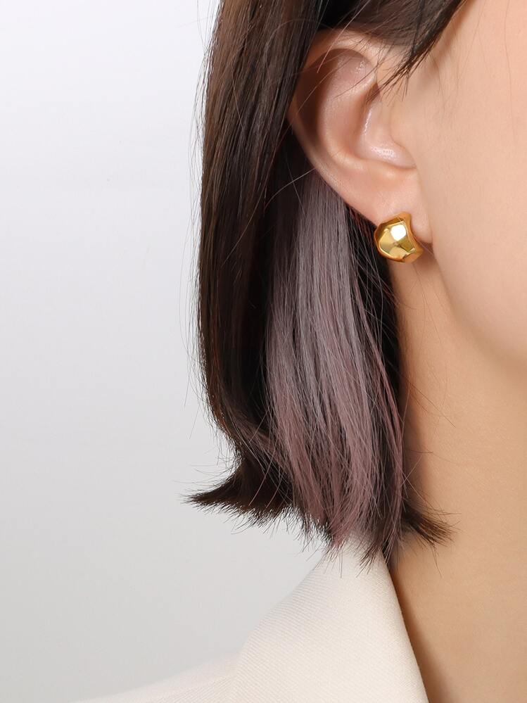 2 piezas Pendientes de tachuela minimalista - Amarillo Oro - Añade 1