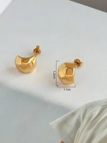 Minimalist Stud Earrings - Yellow Gold - View 3