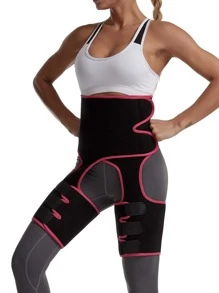Waist Belt & Leg Sleeves Connected Protective Gear - Hot Pink - View 1