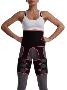 Waist Belt & Leg Sleeves Connected Protective Gear - Hot Pink - View 4