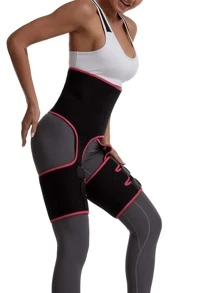 Waist Belt & Leg Sleeves Connected Protective Gear - Hot Pink - View 6