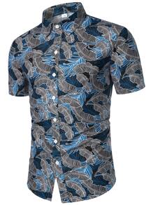Áo sơ mi Nam Nút phía trước Thực vật Giải trí - Nhiều màu - Xem 1