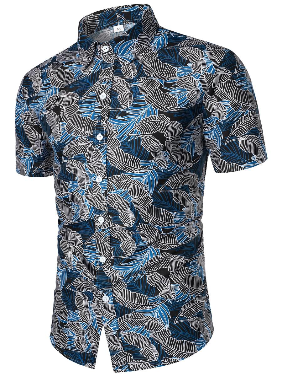 Áo sơ mi Nam Nút phía trước Thực vật Giải trí - Nhiều màu - Xem 1