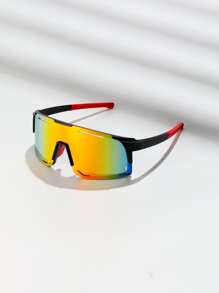 SUNGLASSES  9335 1副著色鏡片圍裹設計運動騎行眼鏡 - 彩色 - 查看 3