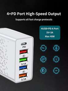 1 pieza 18W cargador rápido cabeza - Blanco - Ver 5