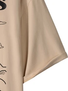 Manfinity Hypemode Loose Fit Men's Slogan And Mountain Printed T-Shirt - Apricot - View 6