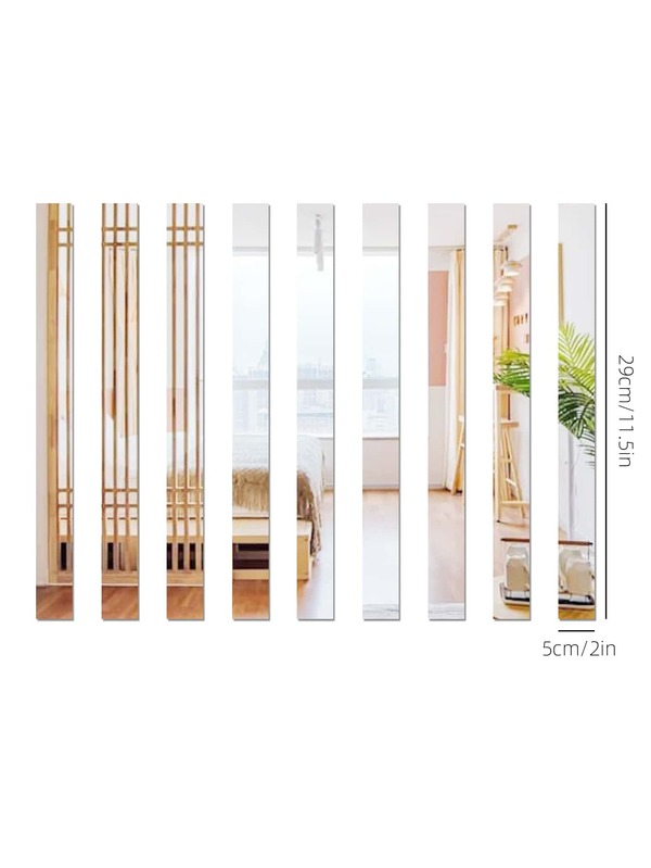 9pcs/set PMMA Mirror Wall Sticker, Modern Rectangle Design Room