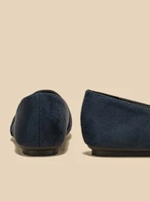 Fashion Blue Loafer Shoes For Women, Ruched Detail Faux Suede Point Toe Flats