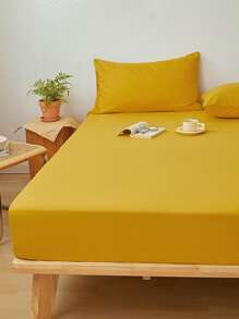1 Màu Vàng Bạc Hà Trang Bị Tấm Đơn Giản Chăn Ga Gối Trang Bị Tấm Cho Phòng Ngủ - Màu vàng - Xem 5