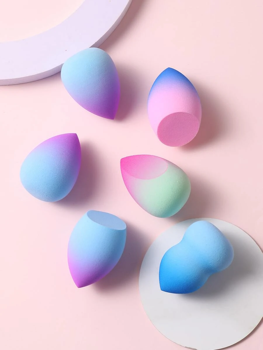 6入組漸層化妝海綿,合適適用於奶油和粉末狀遮瑕,散粉彩妝塗抹器 - 彩色 - 查看 1