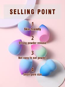 6入組漸層化妝海綿,合適適用於奶油和粉末狀遮瑕,散粉彩妝塗抹器 - 彩色 - 查看 5