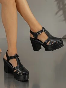 Giày bệt dày và Dép nêm Nữ - màu đen - Xem 2