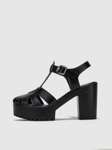 Giày bệt dày và Dép nêm Nữ - màu đen - Xem 3