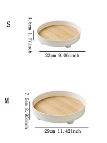 WHICHLIFE 1pc PP Tray, Modern Wood Grain Pattern Kitchen Serving Tray For Kitchen - White - View 3