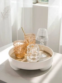 WHICHLIFE 1pc PP Tray, Modern Wood Grain Pattern Kitchen Serving Tray For Kitchen - White - View 4