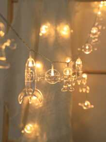 1pc 10-Led 1.5m Astronaut & Rocket Spaceship String Light For Children's Room Decoration, Fairy Tale, Birthday Party, Wedding, Four Seasons All-Match & Small Gift - Yellow - View 4
