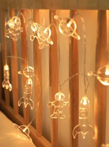 1pc 10-Led 1.5m Astronaut & Rocket Spaceship String Light For Children's Room Decoration, Fairy Tale, Birthday Party, Wedding, Four Seasons All-Match & Small Gift - Yellow - View 5