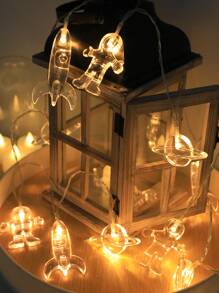 1pc 10-Led 1.5m Astronaut & Rocket Spaceship String Light For Children's Room Decoration, Fairy Tale, Birthday Party, Wedding, Four Seasons All-Match & Small Gift - Yellow - View 6