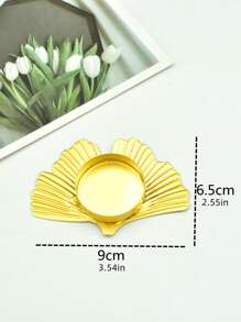 1pc Golden Iron Candle Holder, Creative Ginkgo Biloba Shaped Candle Stand For Home - Gold - View 4