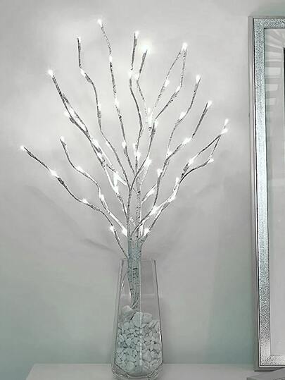1pc 20-LED White Light White Birch Tree Branch Lamp, Vase Tree Branch Decor Light, Festival Atmosphere Decoration