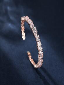 1 chiếc vòng tay Cubic Zirconia hình vuông không đối xứng sang trọng đính đầy đủ - Hoa hồng vàng - Xem 1