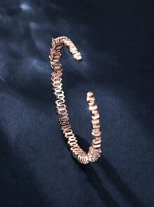 1 chiếc vòng tay Cubic Zirconia hình vuông không đối xứng sang trọng đính đầy đủ - Hoa hồng vàng - Xem 2