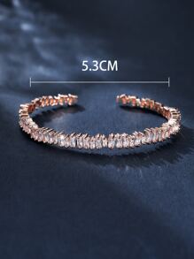 1 chiếc vòng tay Cubic Zirconia hình vuông không đối xứng sang trọng đính đầy đủ - Hoa hồng vàng - Xem 4