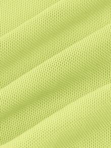 SHEIN MOD Mock Neck Lettuce Trim Tight Stretch Semi-Perspective Mesh Green Top