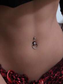 1入組不銹鋼臍環身體鏈禮品適合女士和女孩 - 銀色 - 查看 2