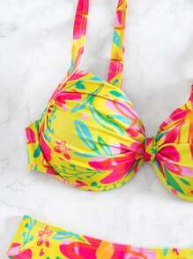 SHEIN Swim 花卉印花鋼圈比基尼套裝，夏日沙灘必備 - 彩色 - 查看 6