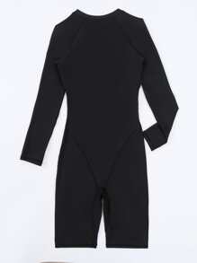 Swim SPRTY Phụ nữ một mảnh Dây kéo Nhiệt đới - màu đen - Xem 2