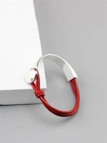 Geometric Decor Layered Bracelet - Red - View 2