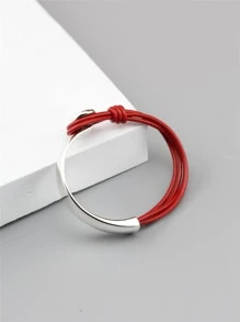 Geometric Decor Layered Bracelet - Red - View 3